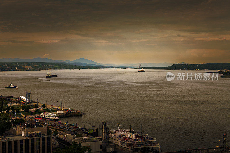 ships on Saint Lawrence river in Québec City in Canada